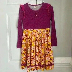 "Wildflower" Dress Size 14 yellow & plum floral. In Great Condition